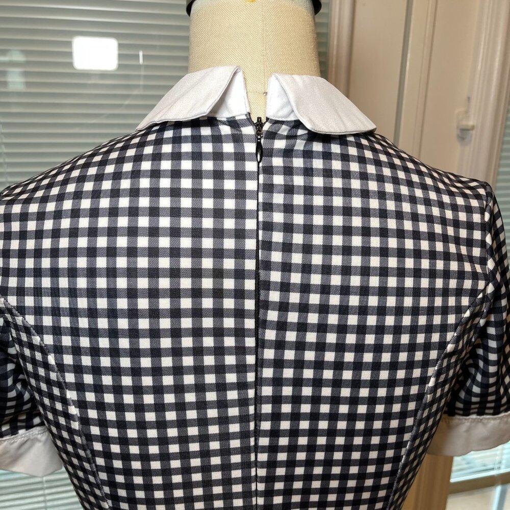 Wednesday Dark Academia Gingham Mini Dress Gothic Coquette Collar XS - Picture 4 of 11